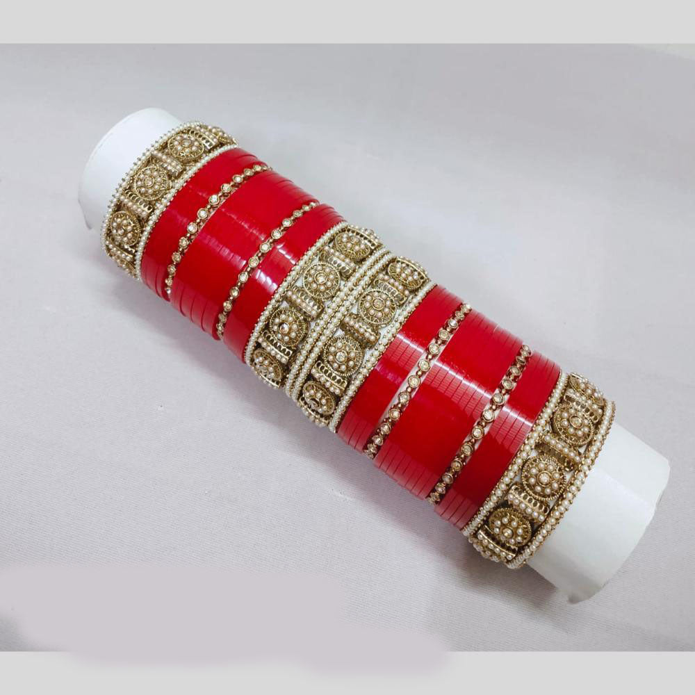 Tanish Art Jewellery Austrian Stone And Pearl Acrylic Bridal Bangles Set