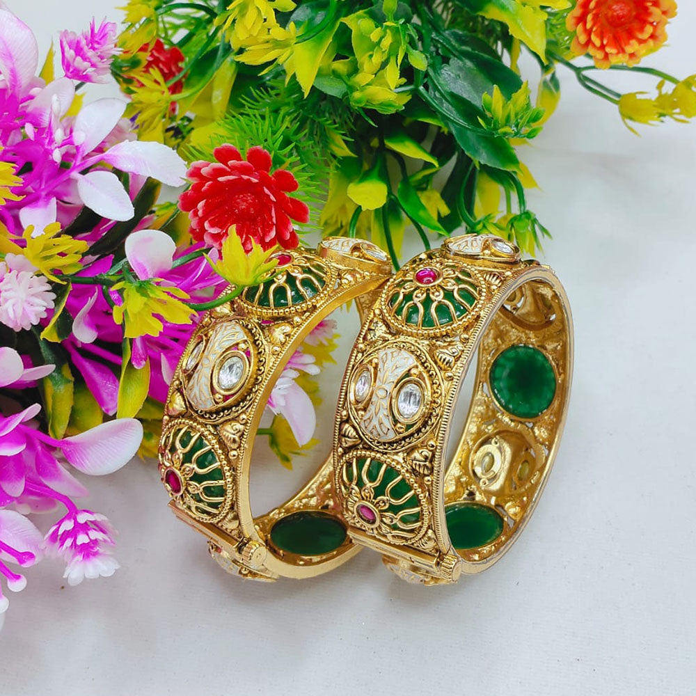 Tanish Art Jewellery Elegant Pota Stone Bangles Set for Women