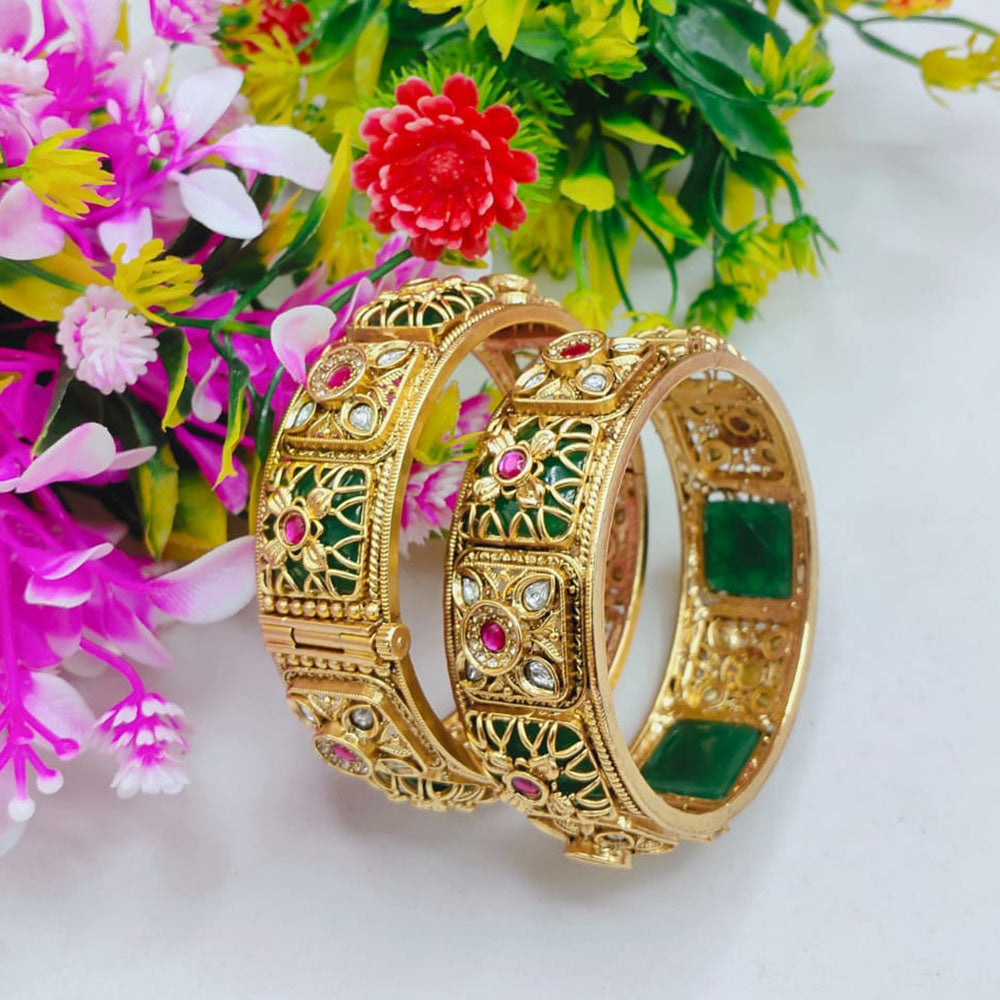 Tanish Art Jewellery Elegant Pota Stone Bangles Set for Women