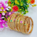 Tanish Art Jewellery Sparkling Pota Stone And Pearl Bangles Set for Women