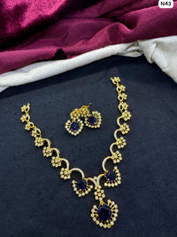 Tanish Art Jewellery Elegant Glow AD And Austrain Stone Necklace Set