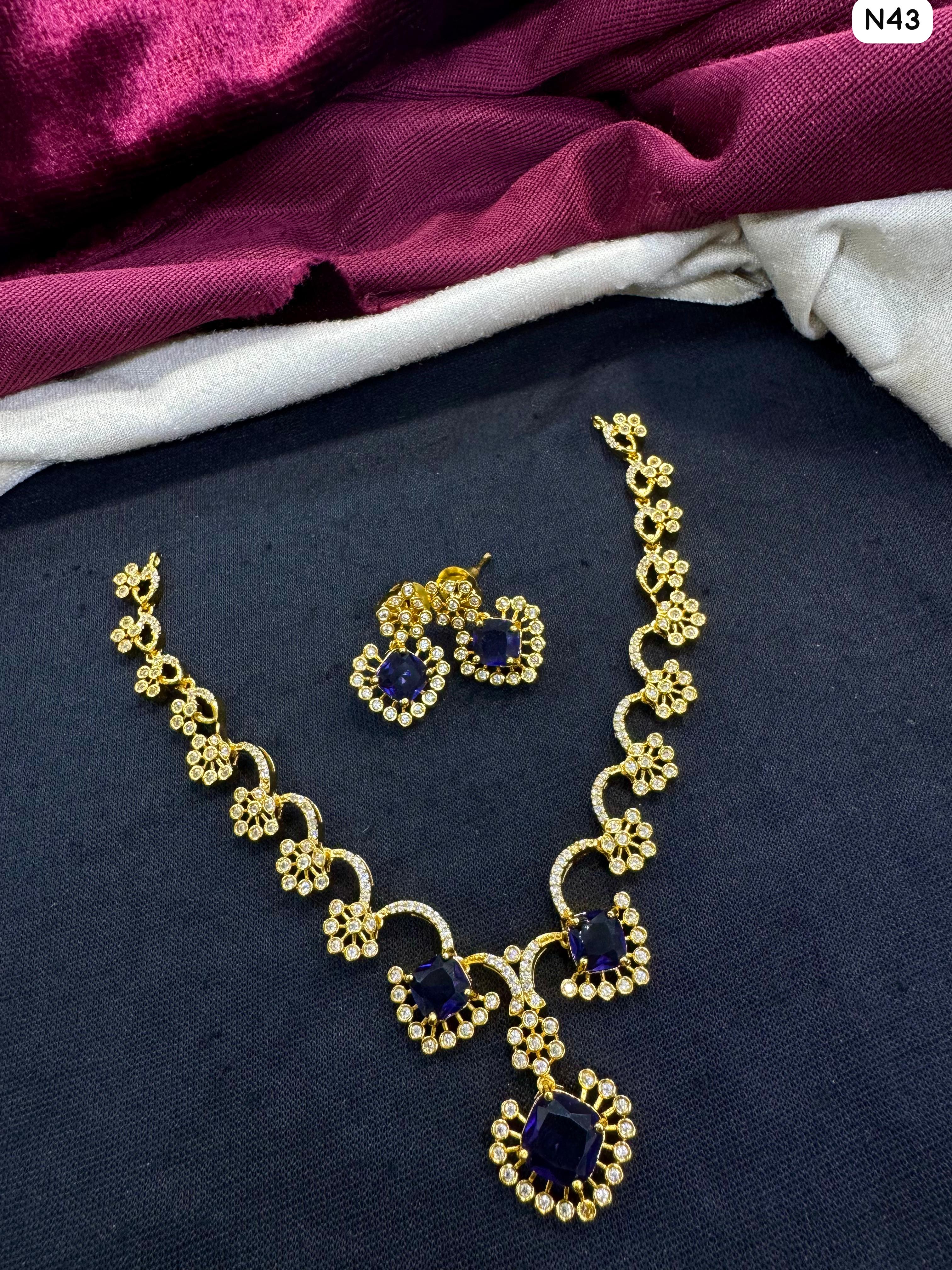 Tanish Art Jewellery Elegant Glow AD And Austrain Stone Necklace Set