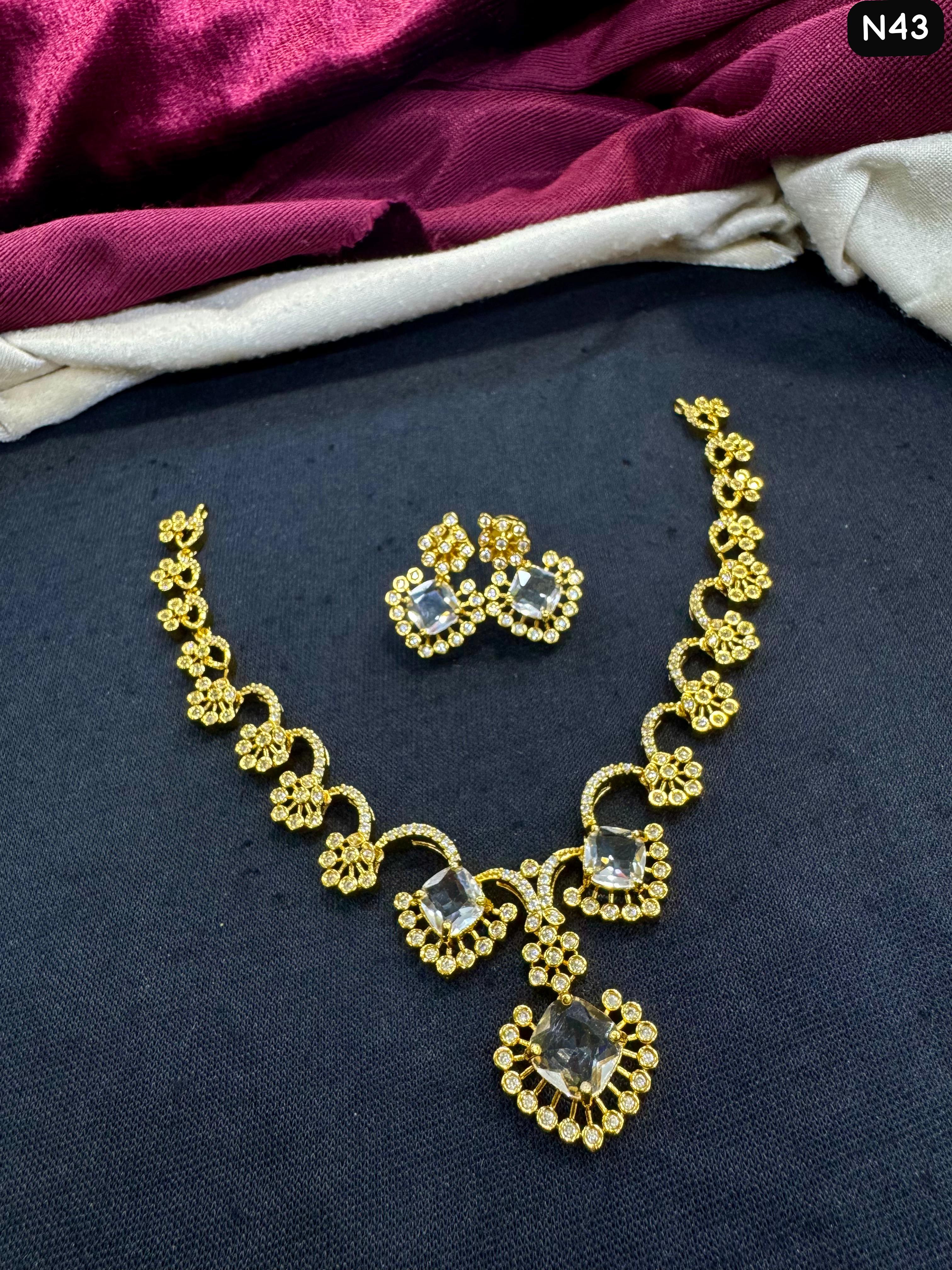 Tanish Art Jewellery Elegant Glow AD And Austrain Stone Necklace Set