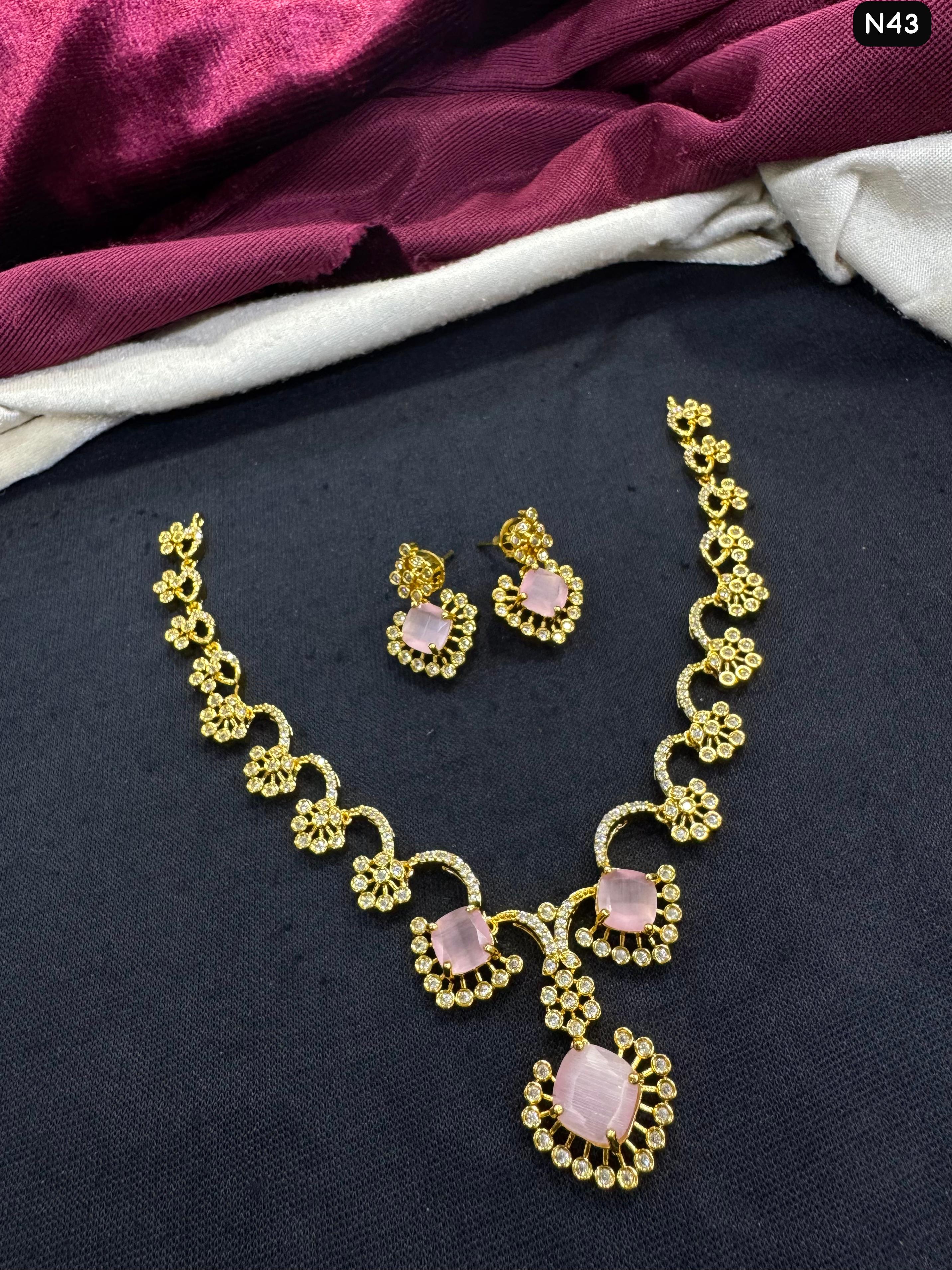Tanish Art Jewellery Elegant Glow AD And Austrain Stone Necklace Set