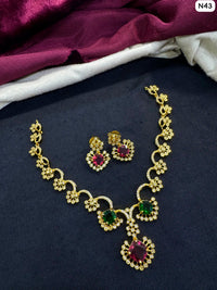 Tanish Art Jewellery Elegant Glow AD And Austrain Stone Necklace Set