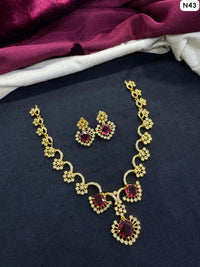 Tanish Art Jewellery Elegant Glow AD And Austrain Stone Necklace Set
