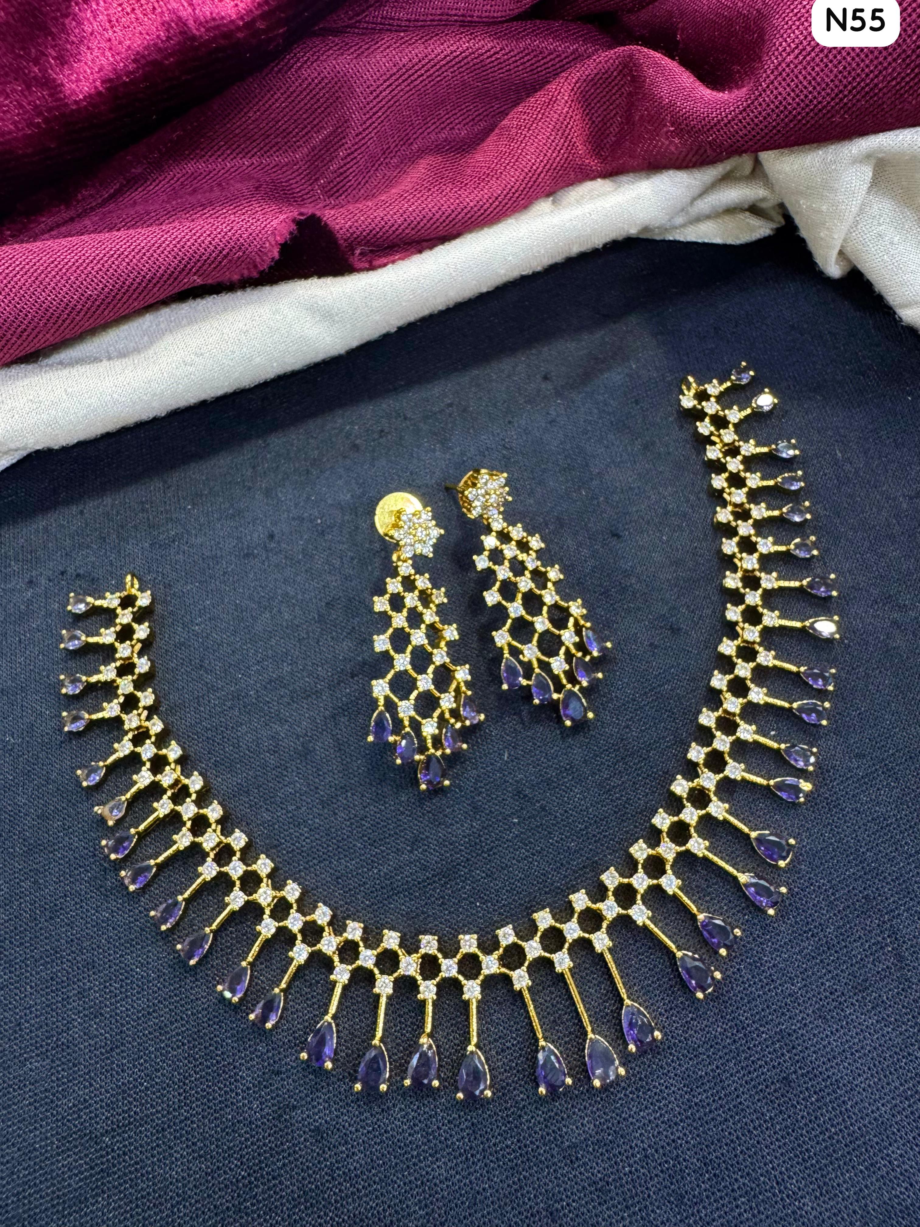 Tanish Art Jewellery Elegant Glow AD And Austrain Stone Necklace Set