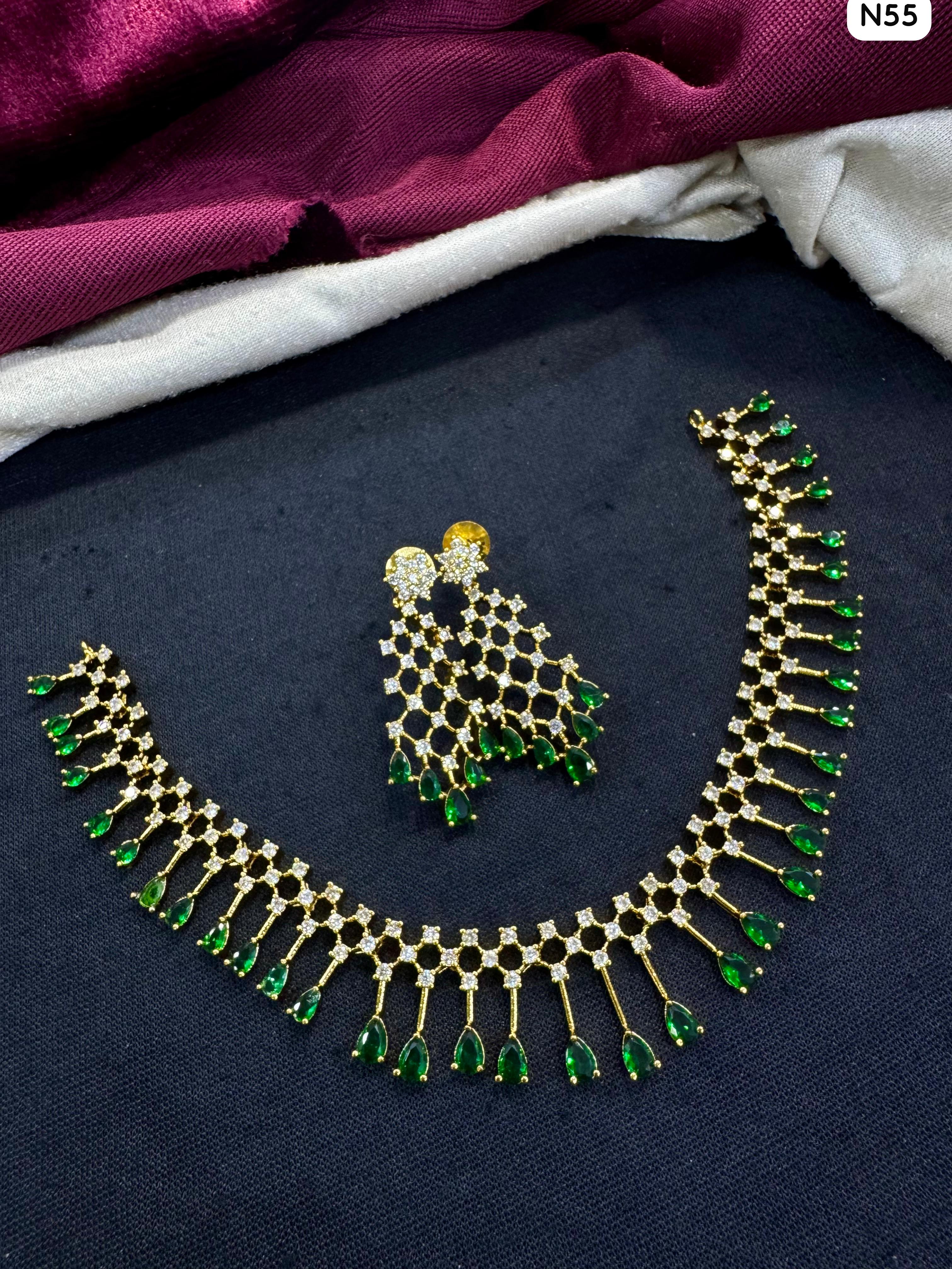 Tanish Art Jewellery Elegant Glow AD And Austrain Stone Necklace Set