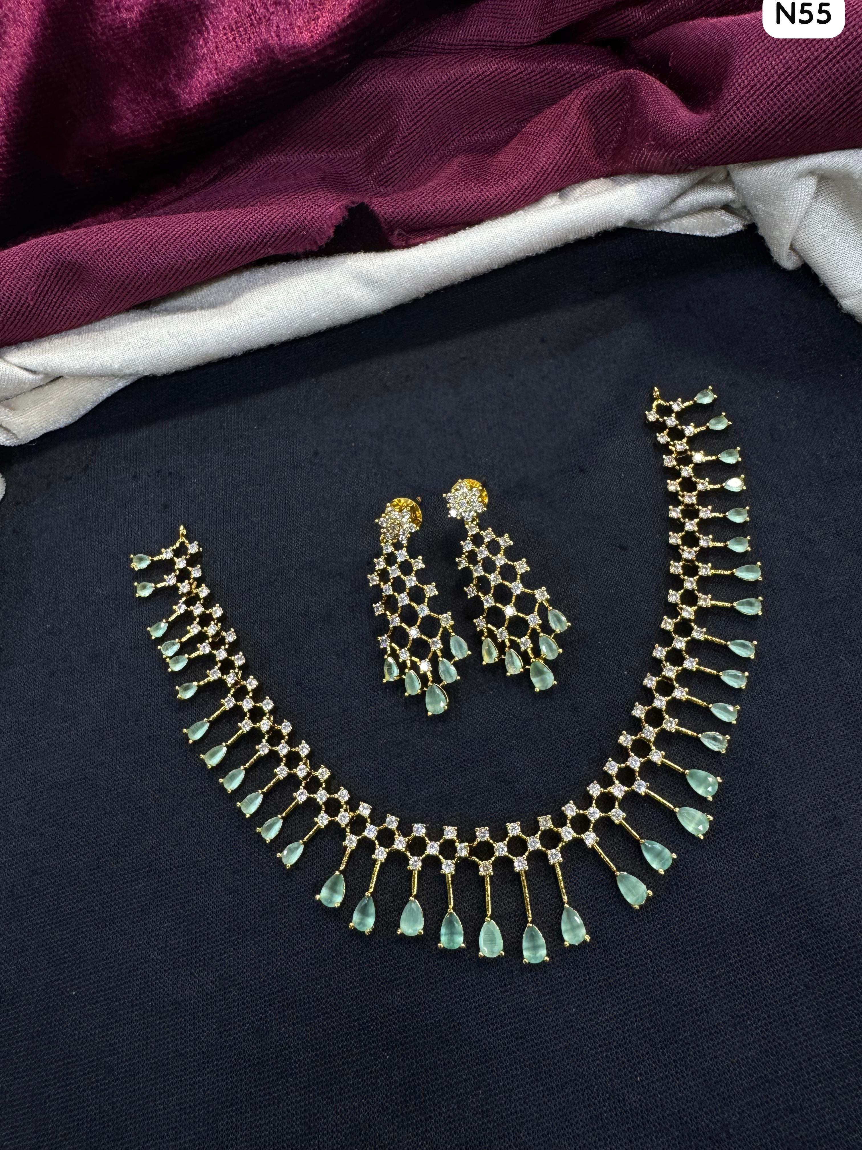 Tanish Art Jewellery Elegant Glow AD And Austrain Stone Necklace Set