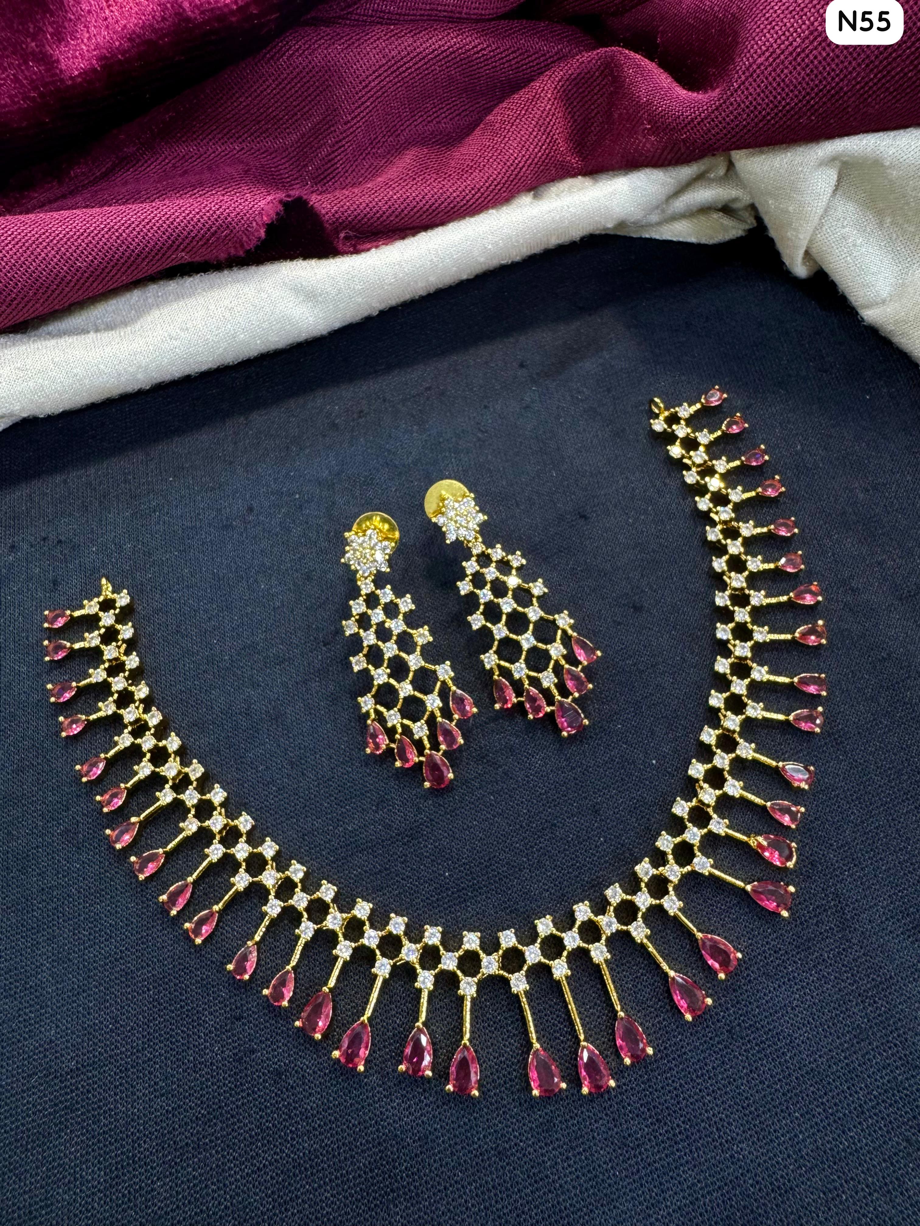 Tanish Art Jewellery Elegant Glow AD And Austrain Stone Necklace Set