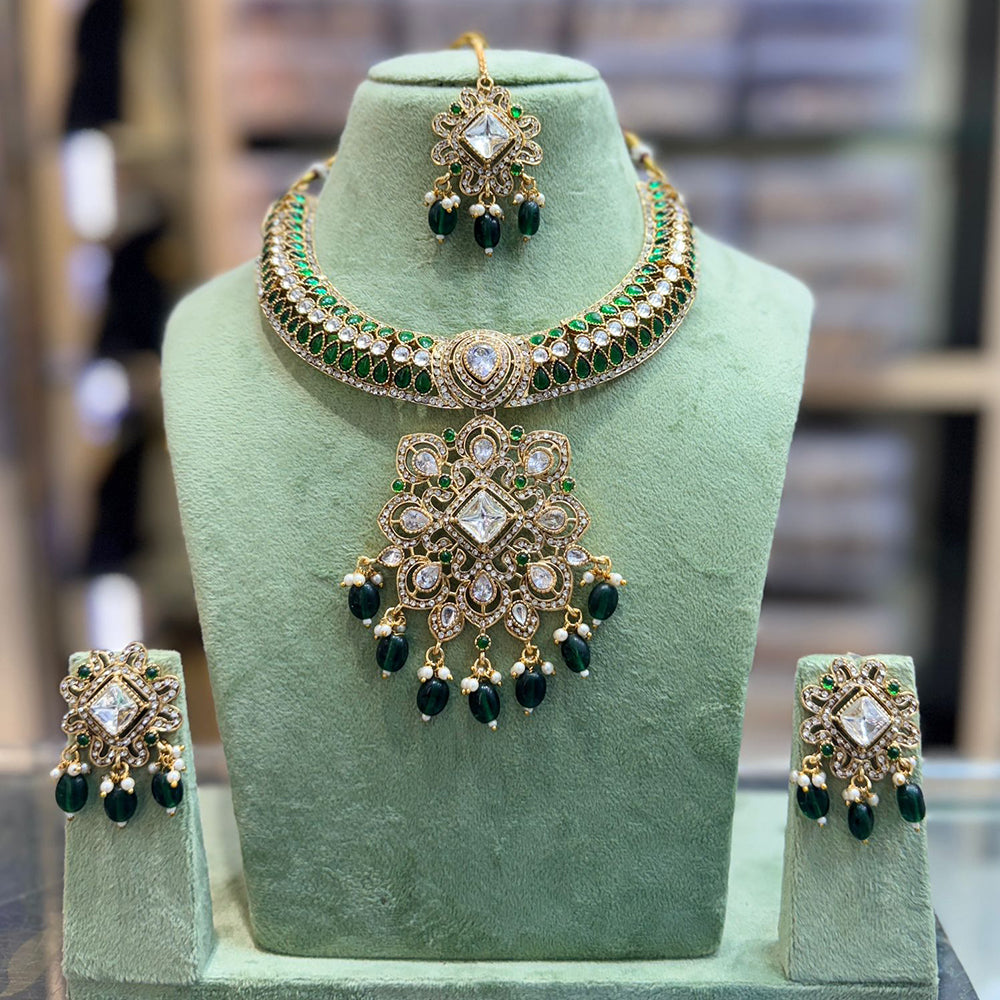 Tanish Art Jewellery Designer Kundan Beads And Pearl Necklace Set
