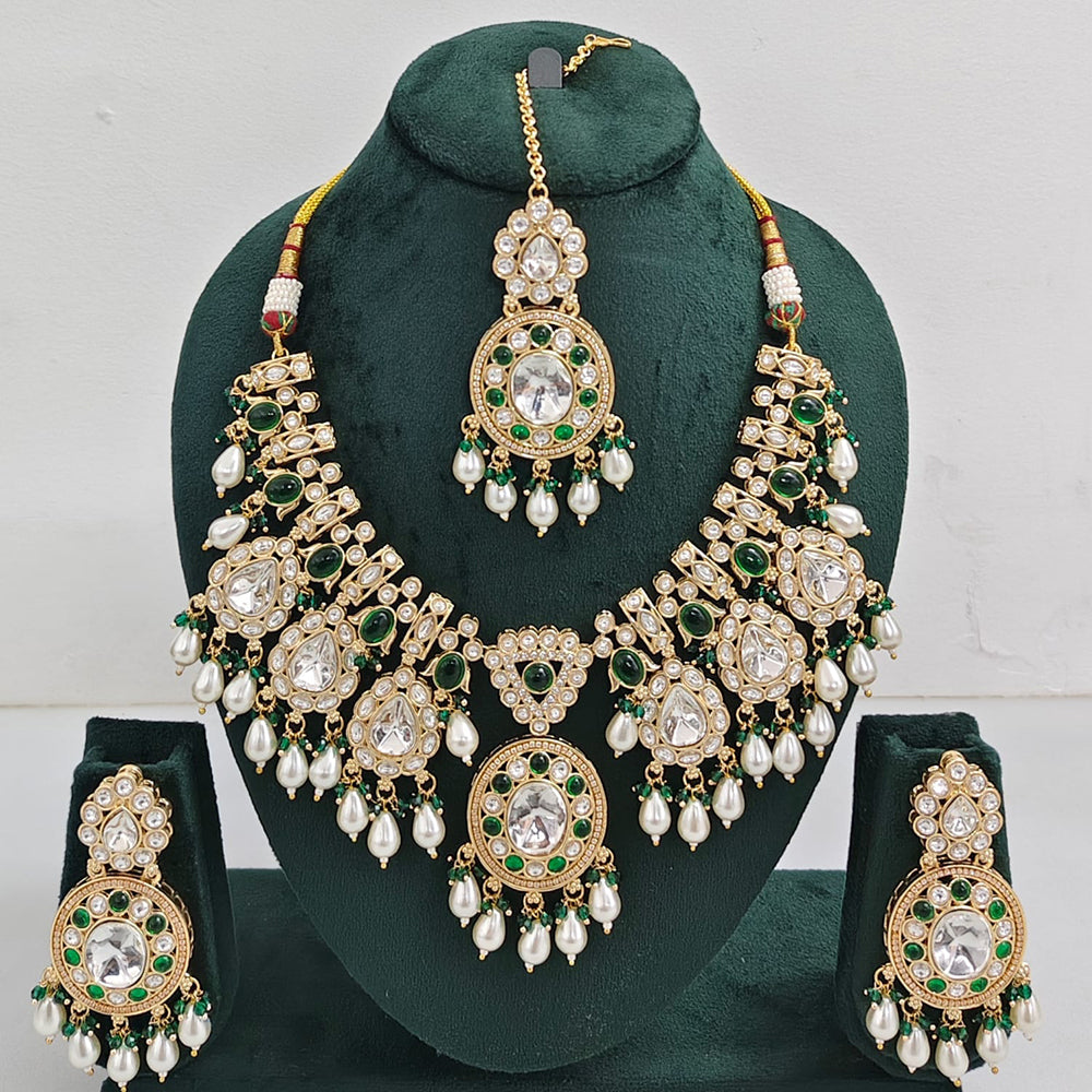 Tanish Art Jewellery Designer Kundan Beads And Pearl Necklace Set
