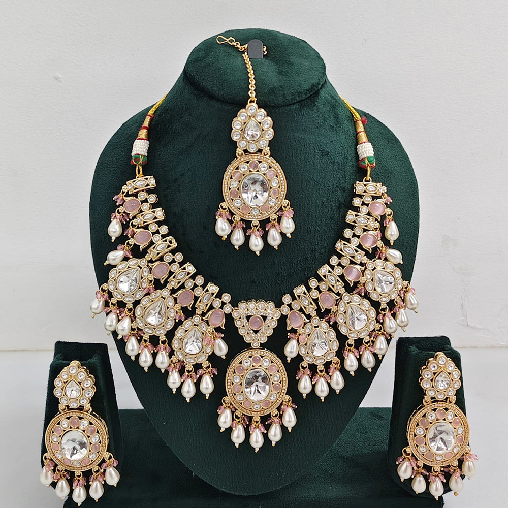 Tanish Art Jewellery Designer Kundan Beads And Pearl Necklace Set