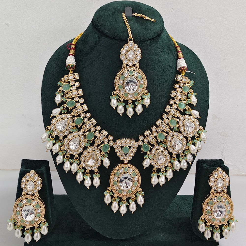 Tanish Art Jewellery Designer Kundan Beads And Pearl Necklace Set