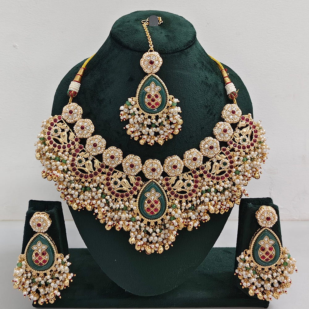 Tanish Art Jewellery Designer Pota Stone And Pearl Necklace Set