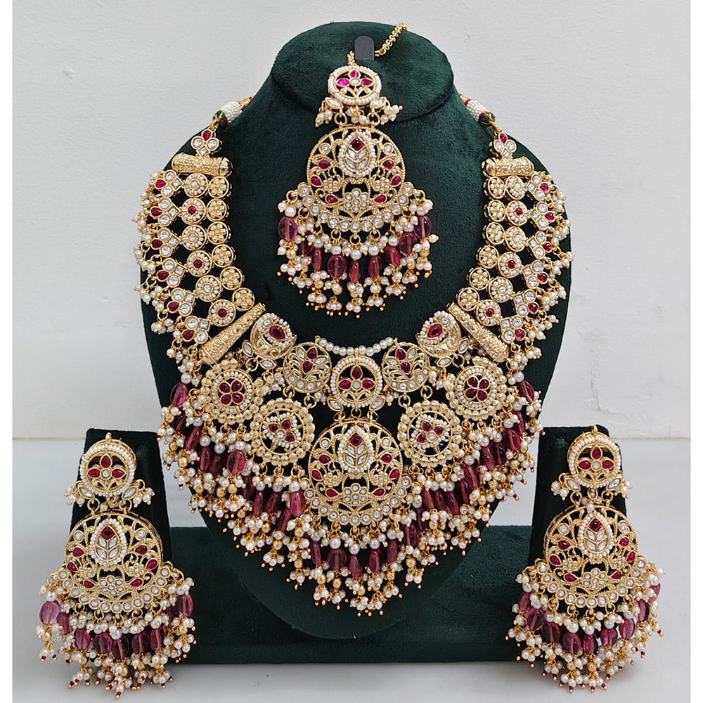 Tanish Art Jewellery Designer Kundan Beads And Pearl Necklace Set
