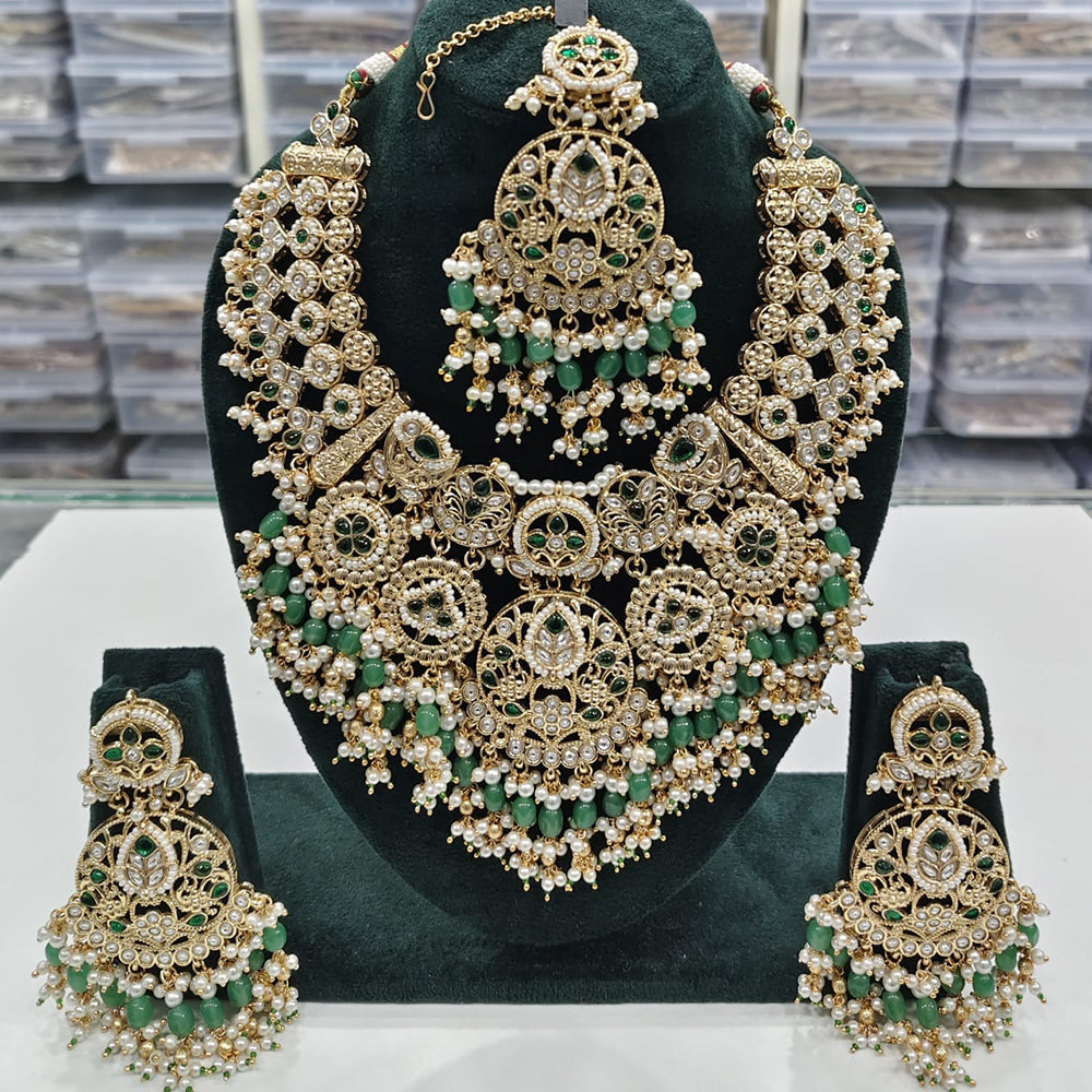 Tanish Art Jewellery Designer Kundan Beads And Pearl Necklace Set
