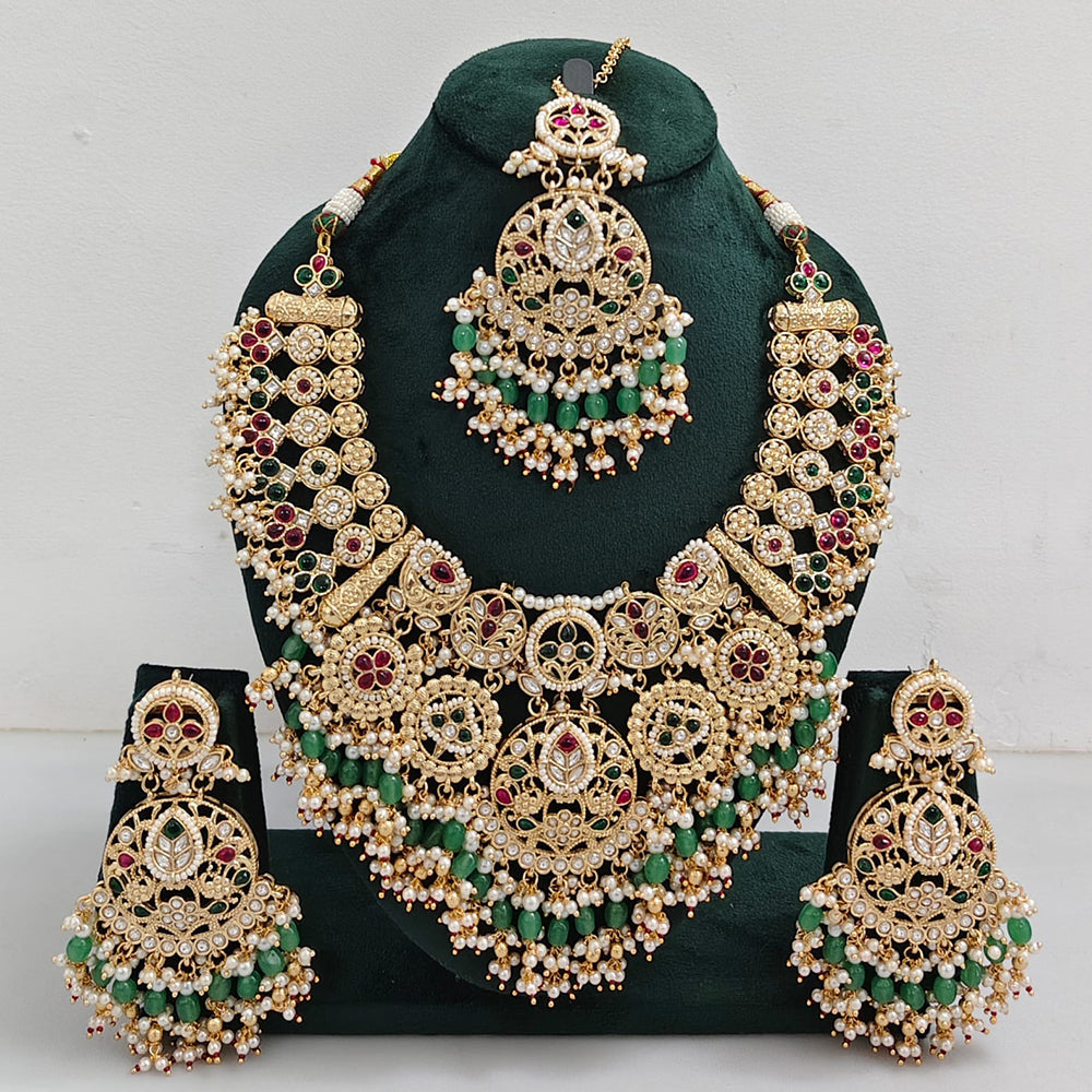 Tanish Art Jewellery Designer Kundan Beads And Pearl Necklace Set