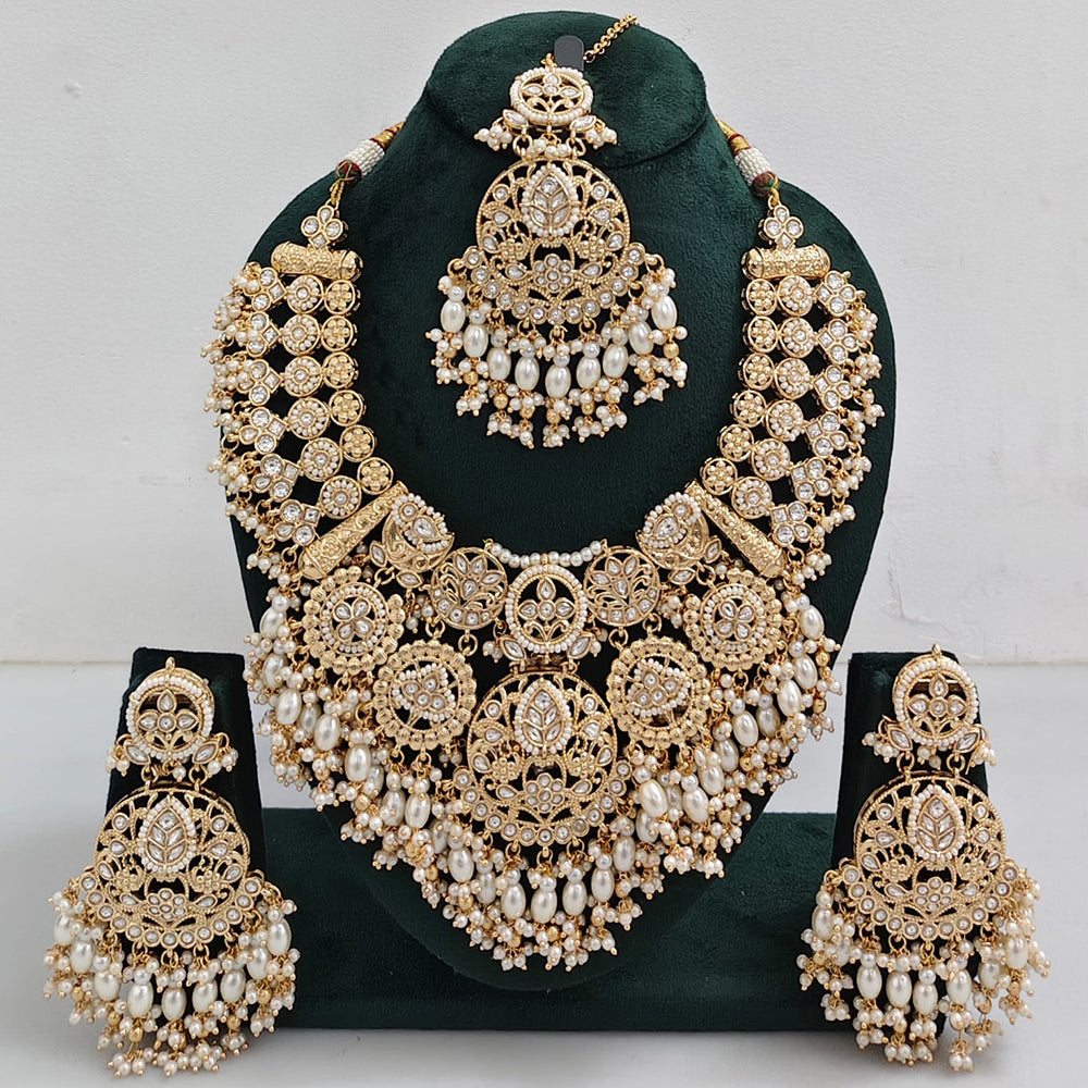 Tanish Art Jewellery Designer Kundan Beads And Pearl Necklace Set