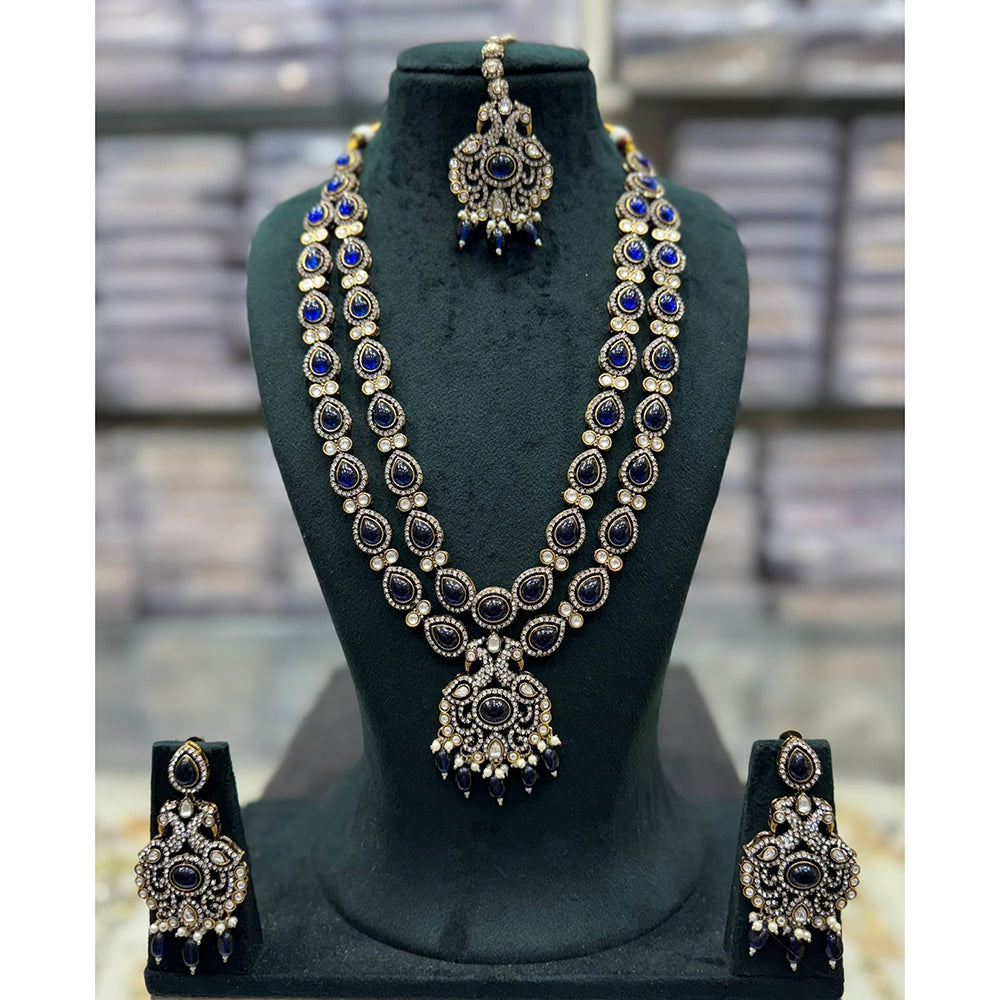 Tanish Art Jewellery Designer Pota Stone And Pearl Long Necklace Set