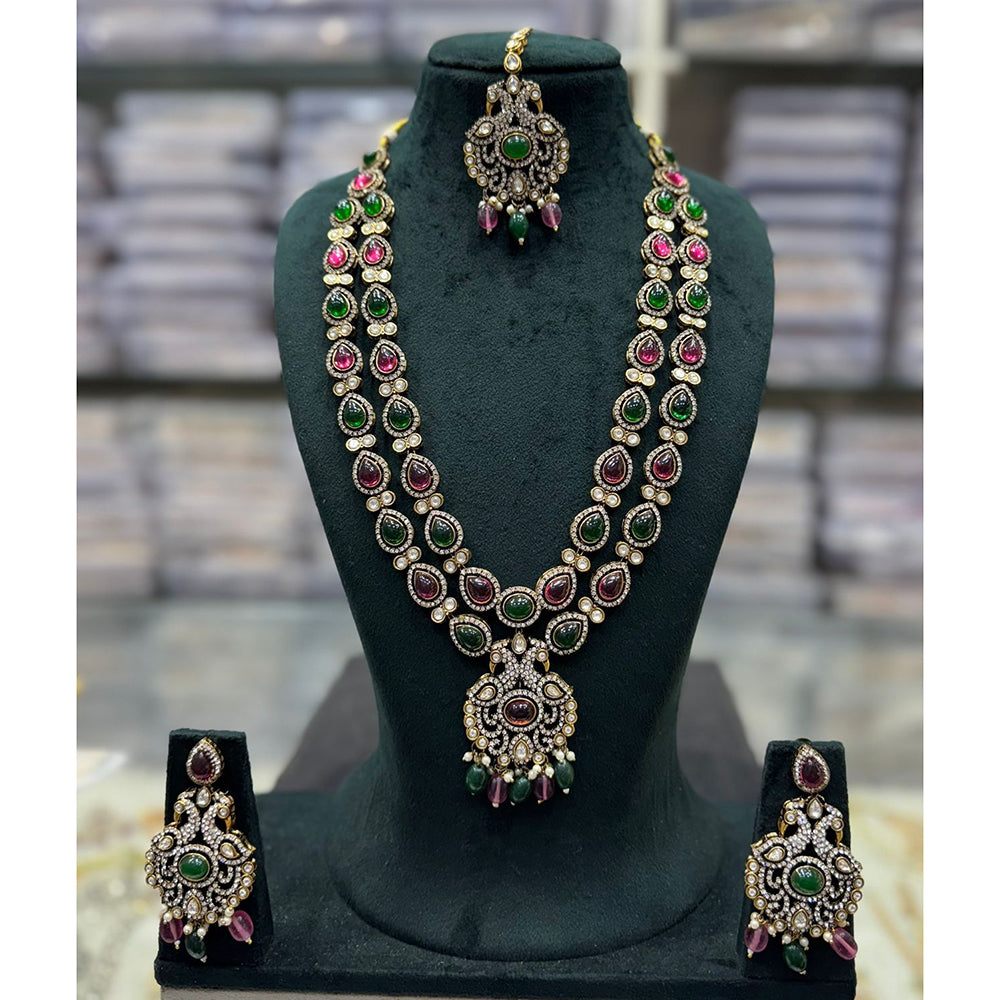 Tanish Art Jewellery Designer Pota Stone And Pearl Long Necklace Set