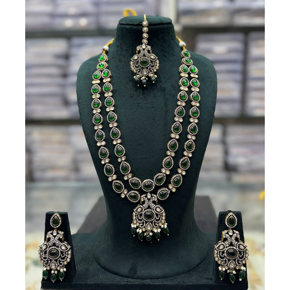 Tanish Art Jewellery Designer Pota Stone And Pearl Long Necklace Set