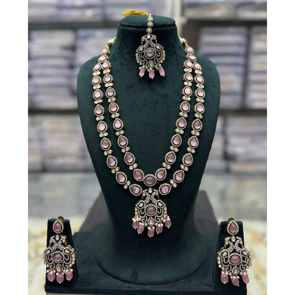 Tanish Art Jewellery Designer Pota Stone And Pearl Long Necklace Set
