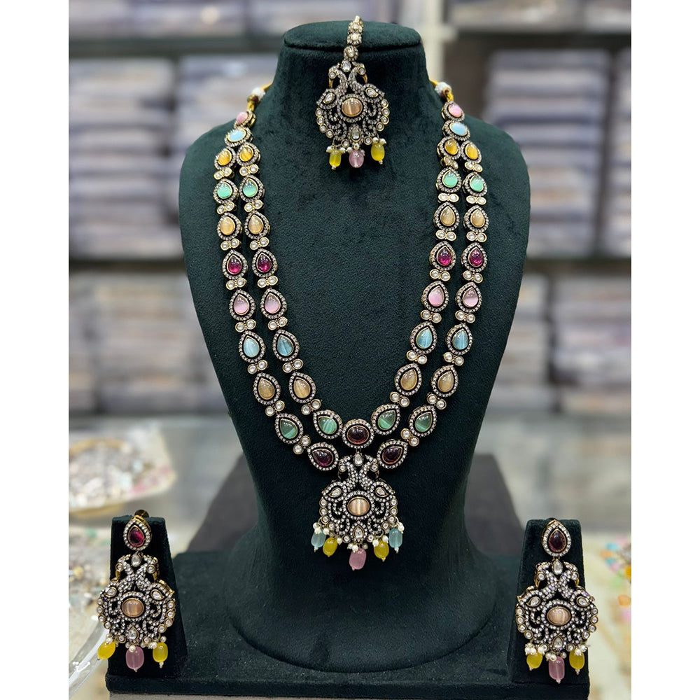 Tanish Art Jewellery Designer Pota Stone And Pearl Long Necklace Set