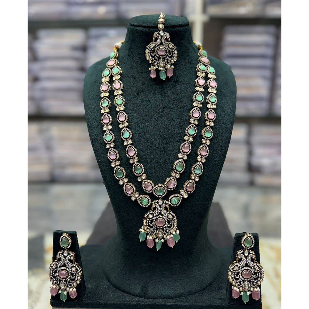 Tanish Art Jewellery Designer Pota Stone And Pearl Long Necklace Set