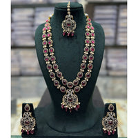 Tanish Art Jewellery Designer Pota Stone And Pearl Long Necklace Set