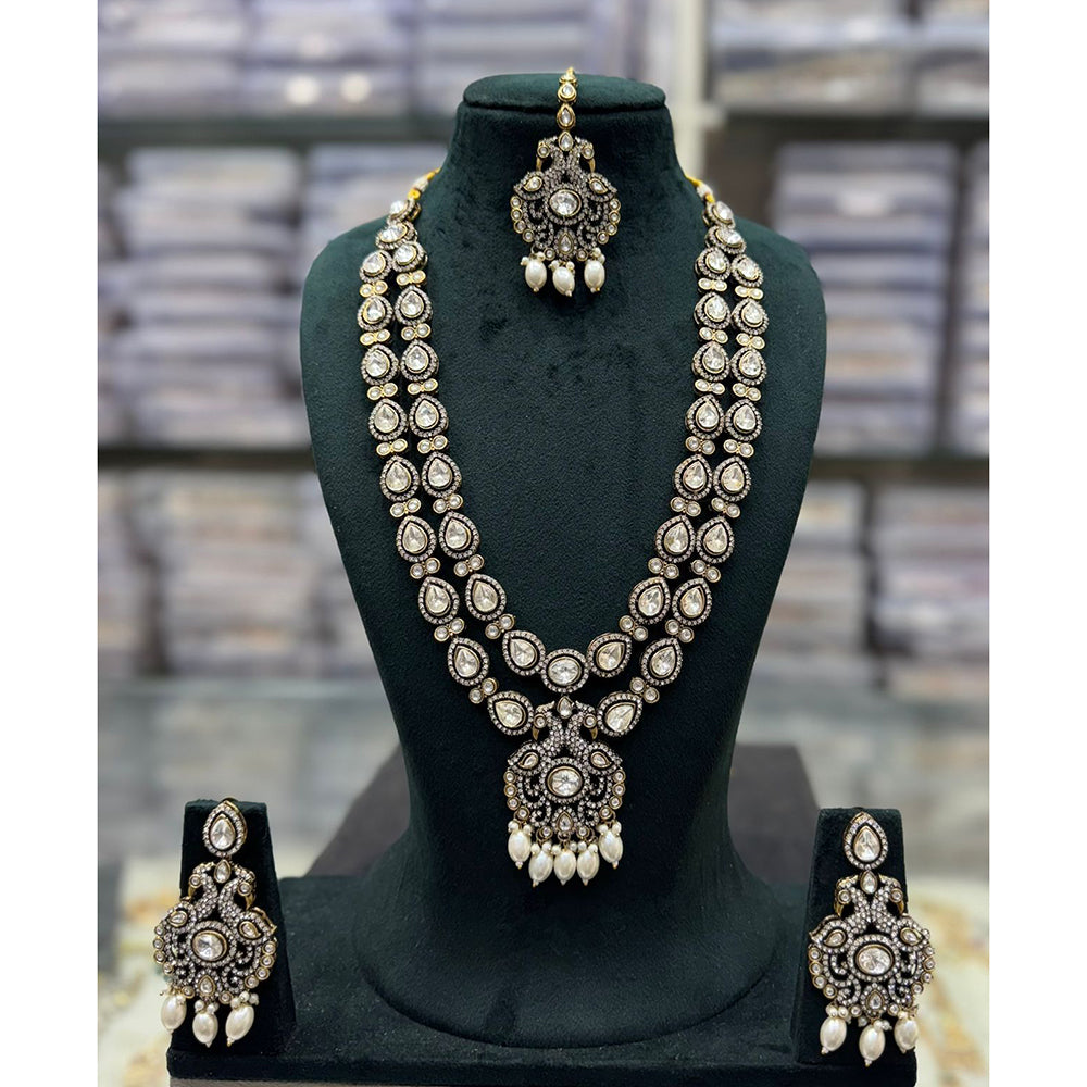 Tanish Art Jewellery Designer Pota Stone And Pearl Long Necklace Set