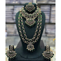 Tanish Art Jewellery Designer Pota Stone And Pearl Double Necklace Set