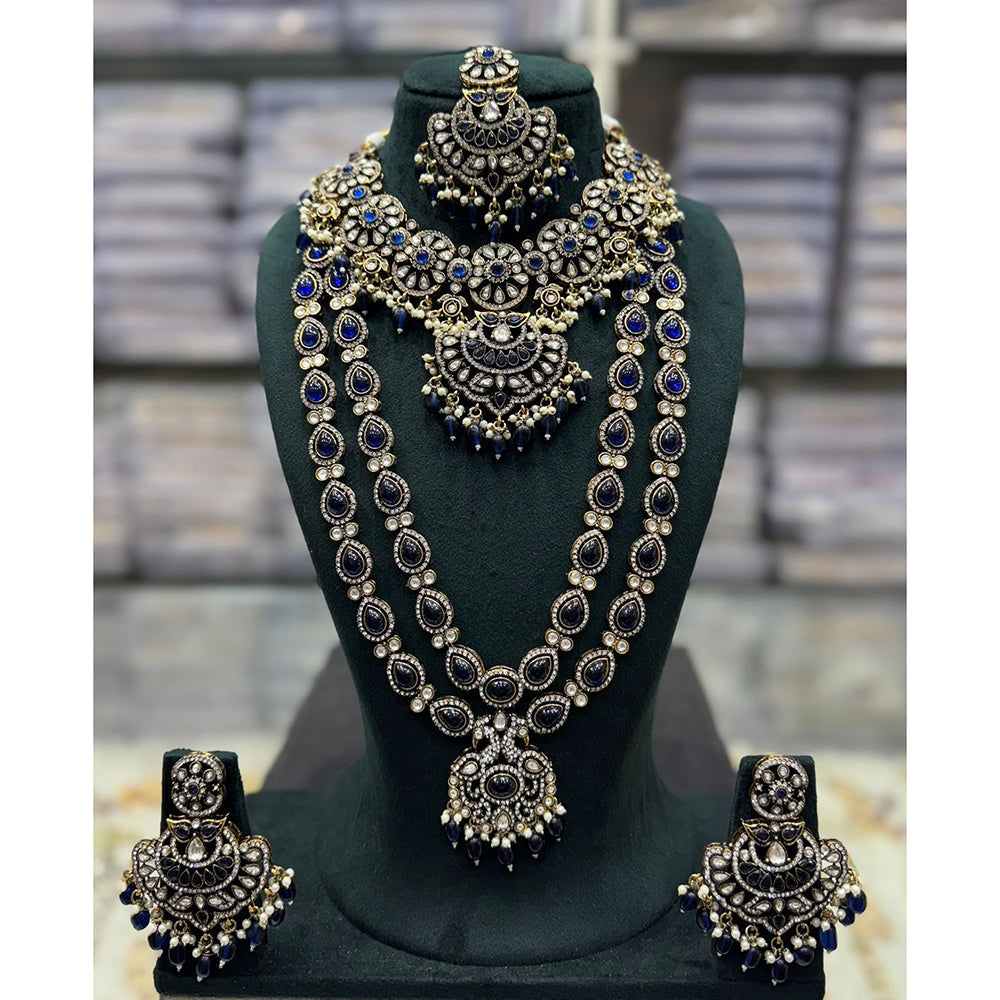 Tanish Art Jewellery Designer Pota Stone And Pearl Double Necklace Set 