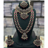 Tanish Art Jewellery Designer Pota Stone And Pearl Double Necklace Set