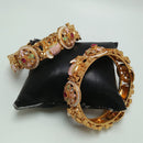 Tanish Art Jewellery Classic Pota Stone And Meenakari Openable Bangles Set