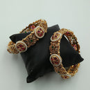 Tanish Art Jewellery Timeless Pota Stone And Pearl Openable Bangles Set