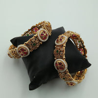 Tanish Art Jewellery Timeless Pota Stone And Pearl Openable Bangles Set