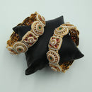 Tanish Art Jewellery Timeless Pota Stone And Pearl Openable Bangles Set