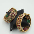 Tanish Art Jewellery Timeless Pota Stone And Pearl Openable Bangles Set