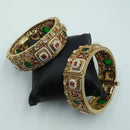 Tanish Art Jewellery Timeless Pota Stone And Pearl Openable Bangles Set