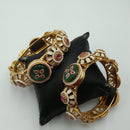 Tanish Art Jewellery Timeless Pota Stone And Pearl Openable Bangles Set