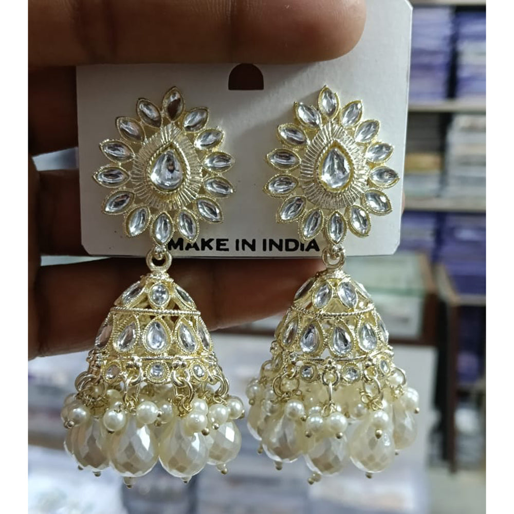 Tanish Art Jewellery Kundan And Pearl Jhumki Earrings