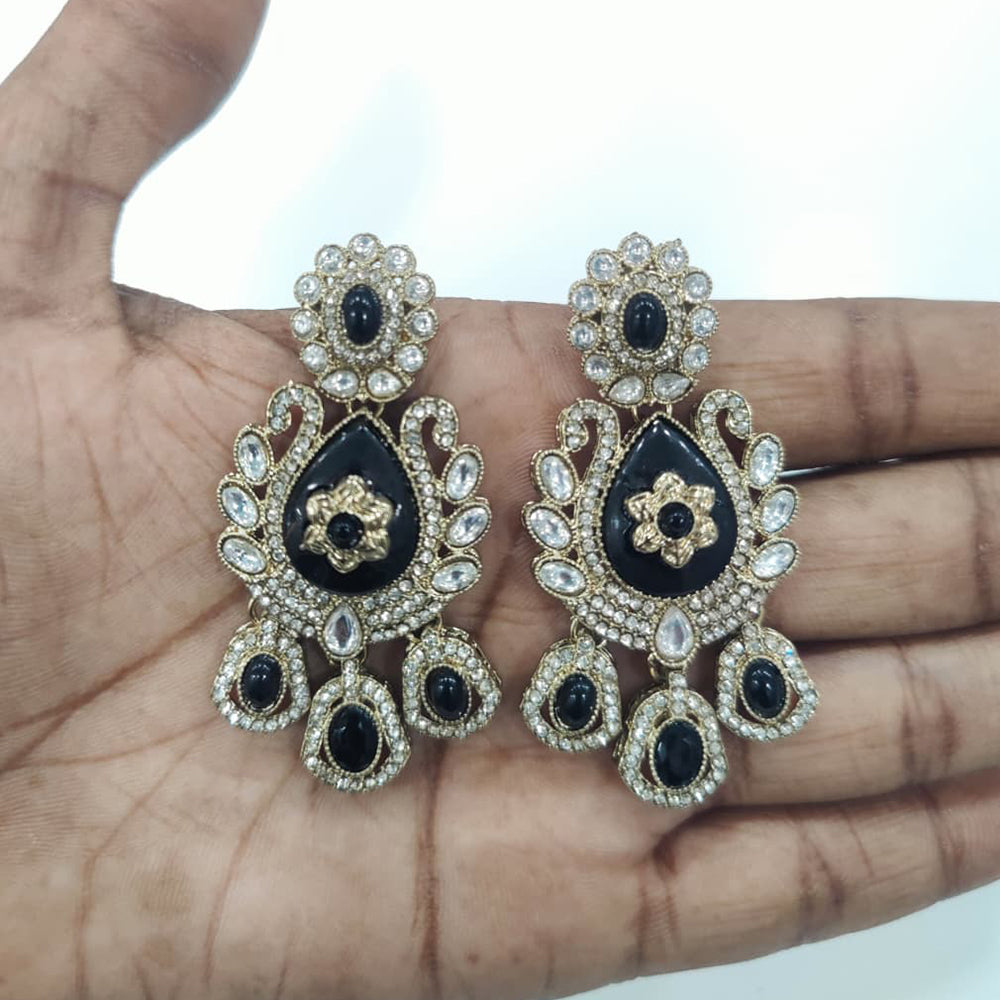 Tanish Art Jewellery Radiant Pota Stone And Austrian Stone Dangle Earrings