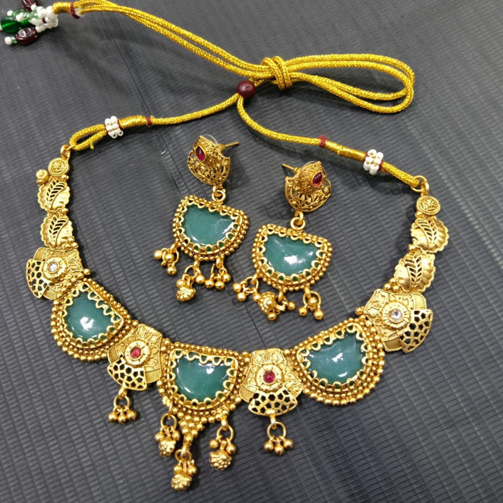 Tanish Art Jewellery Pota Stone And Pearl Elegant Necklace Set