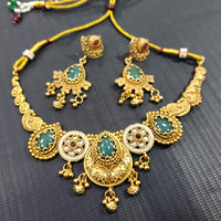 Tanish Art Jewellery Pota Stone And Pearl Elegant Necklace Set