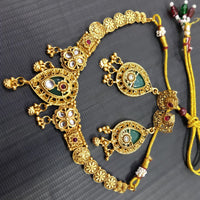 Tanish Art Jewellery Pota Stone And Pearl Elegant Necklace Set