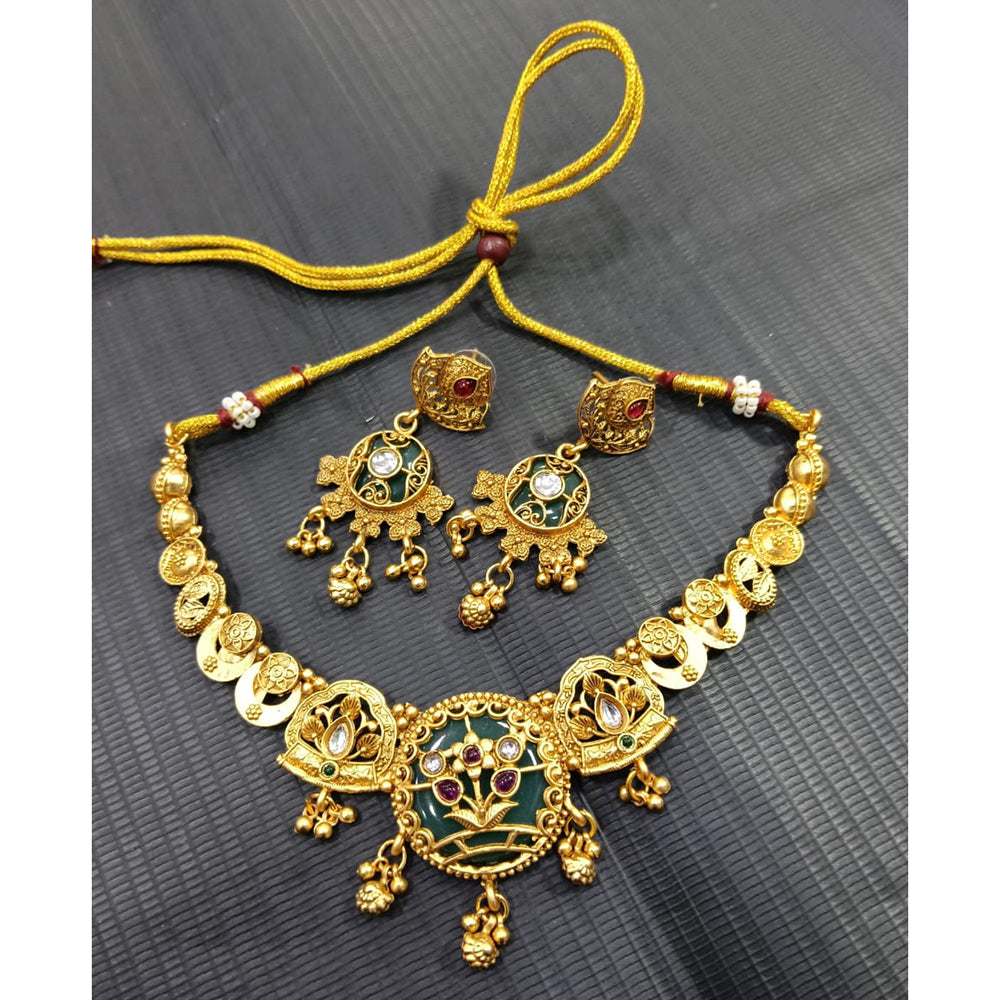 Tanish Art Jewellery Pota Stone And Pearl Elegant Necklace Set