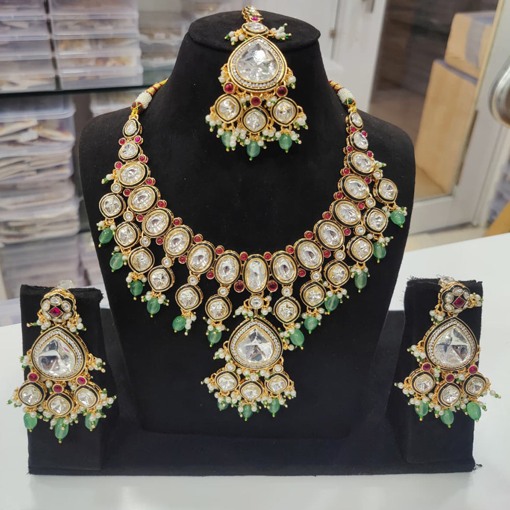 Tanish Art Jewellery Royal Kundan Stone Pearl And Beads Necklace Set