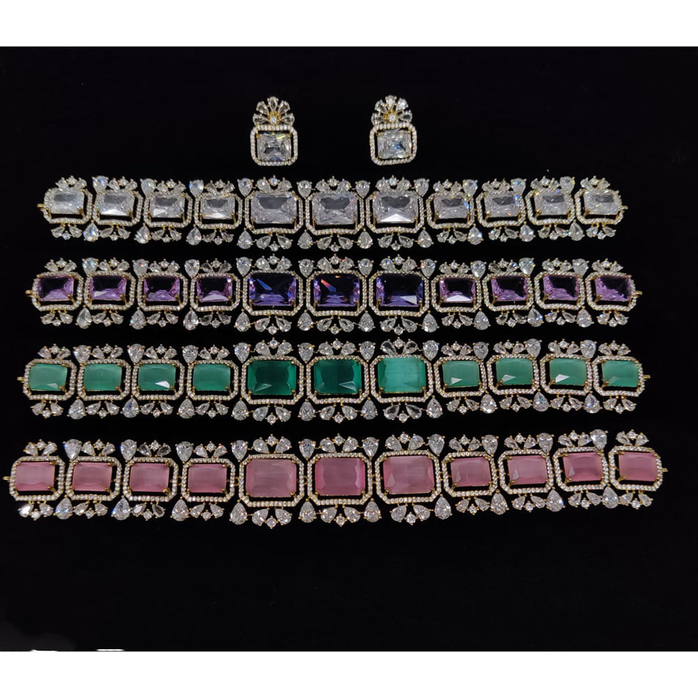 Tanish Art Jewellery American Diamond Sparkling Choker Necklace Set
