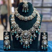 Tanish Art Jewellery Designer Kundan Stone Pearl And Beads Double Necklace Set